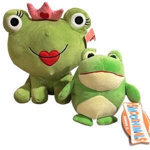 🆕- Set of 2- Green Frog Plush Toy Set 10”& 6”